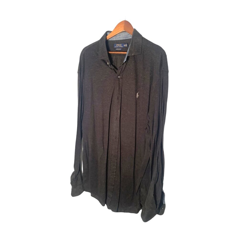 Ralph Lauren Custom Linen Shirt. Black Marl Heather. XXL